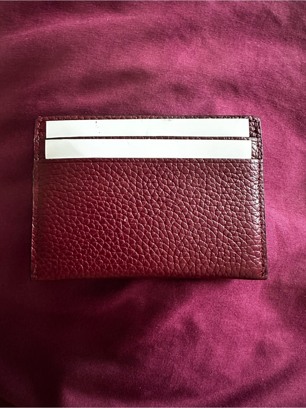 Michael Kors Dark Cherry Leather Card Holder with Gold MK Emblem - Picture 2 of 4